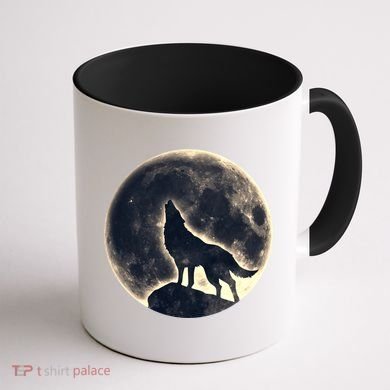 Wolf Moon Fantasy Wild Dog Wolves Coffee Mug back