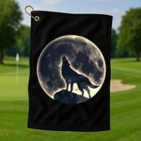 Wolf Moon Fantasy Wild Dog Wolves Golf Towel thumb 1