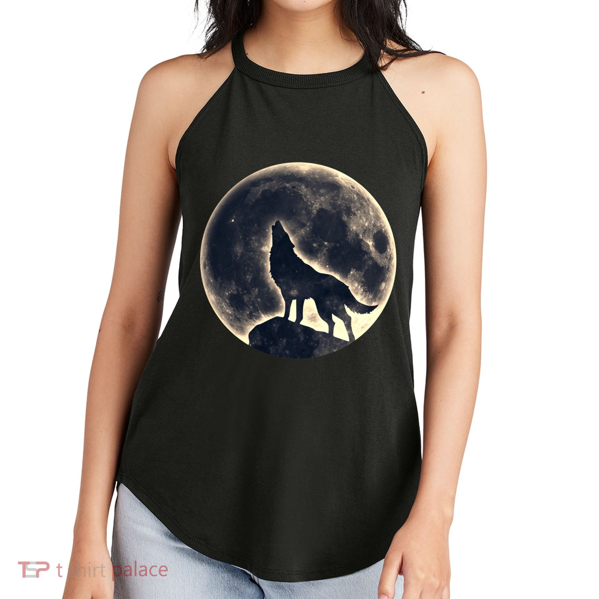 Wolf Moon Fantasy Wild Dog Wolves Women's Perfect Tri Rocker Tank