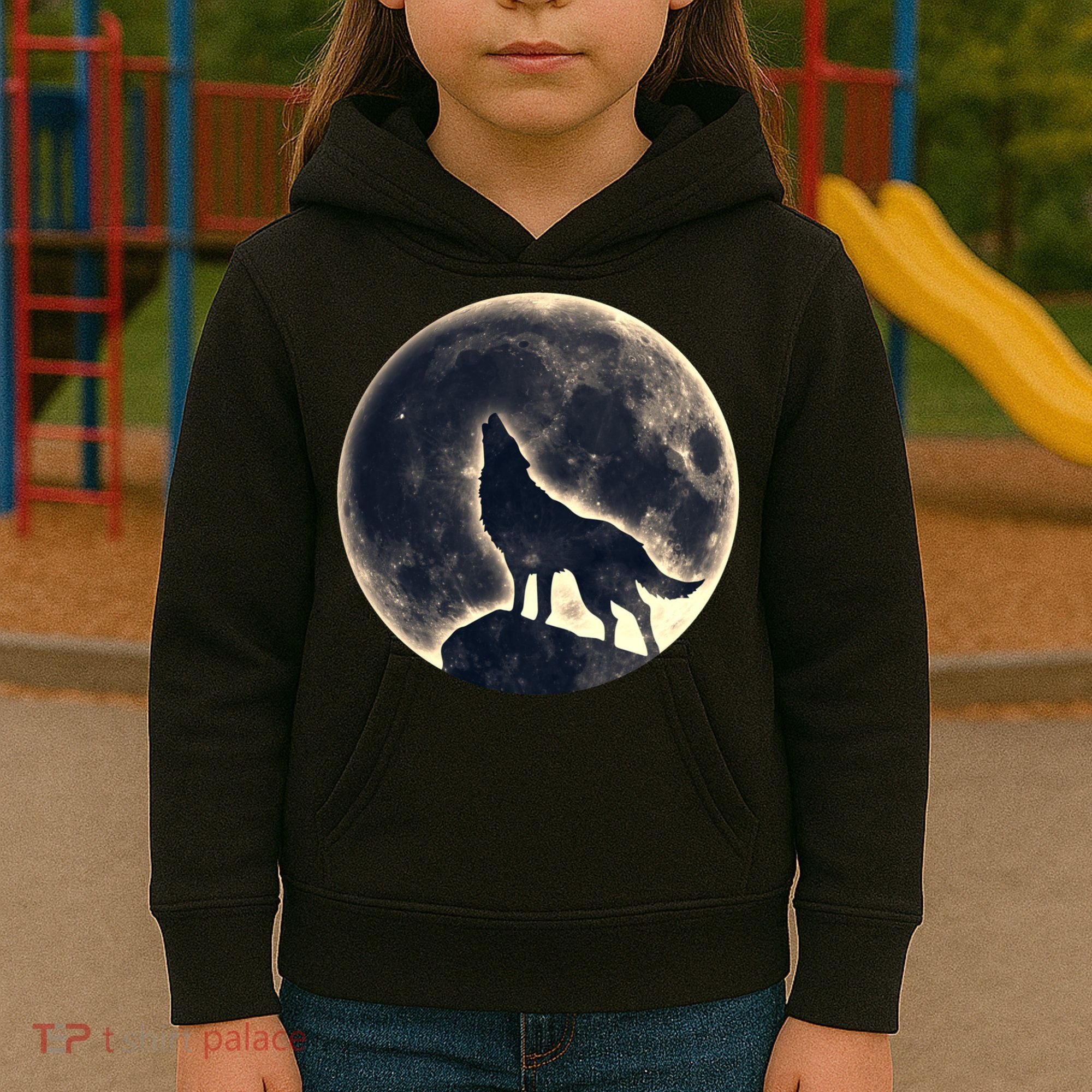 Wolf Moon Fantasy Wild Dog Wolves Kids Hoodie