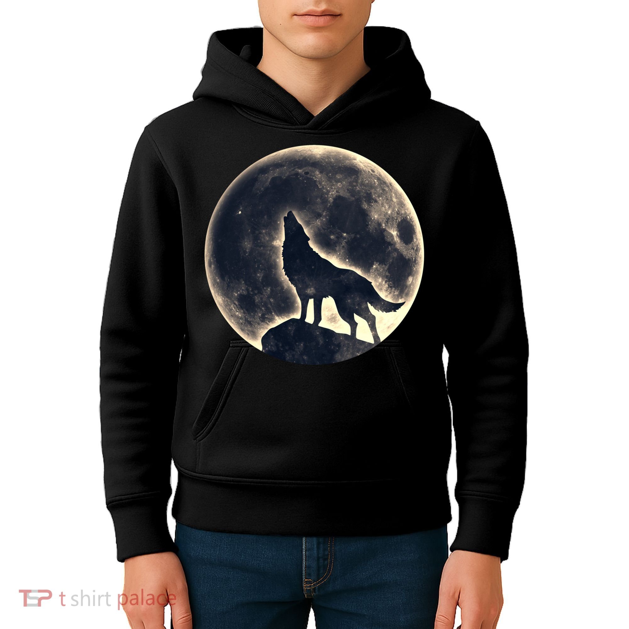 Wolf Moon Fantasy Wild Dog Wolves Kids Hoodie
