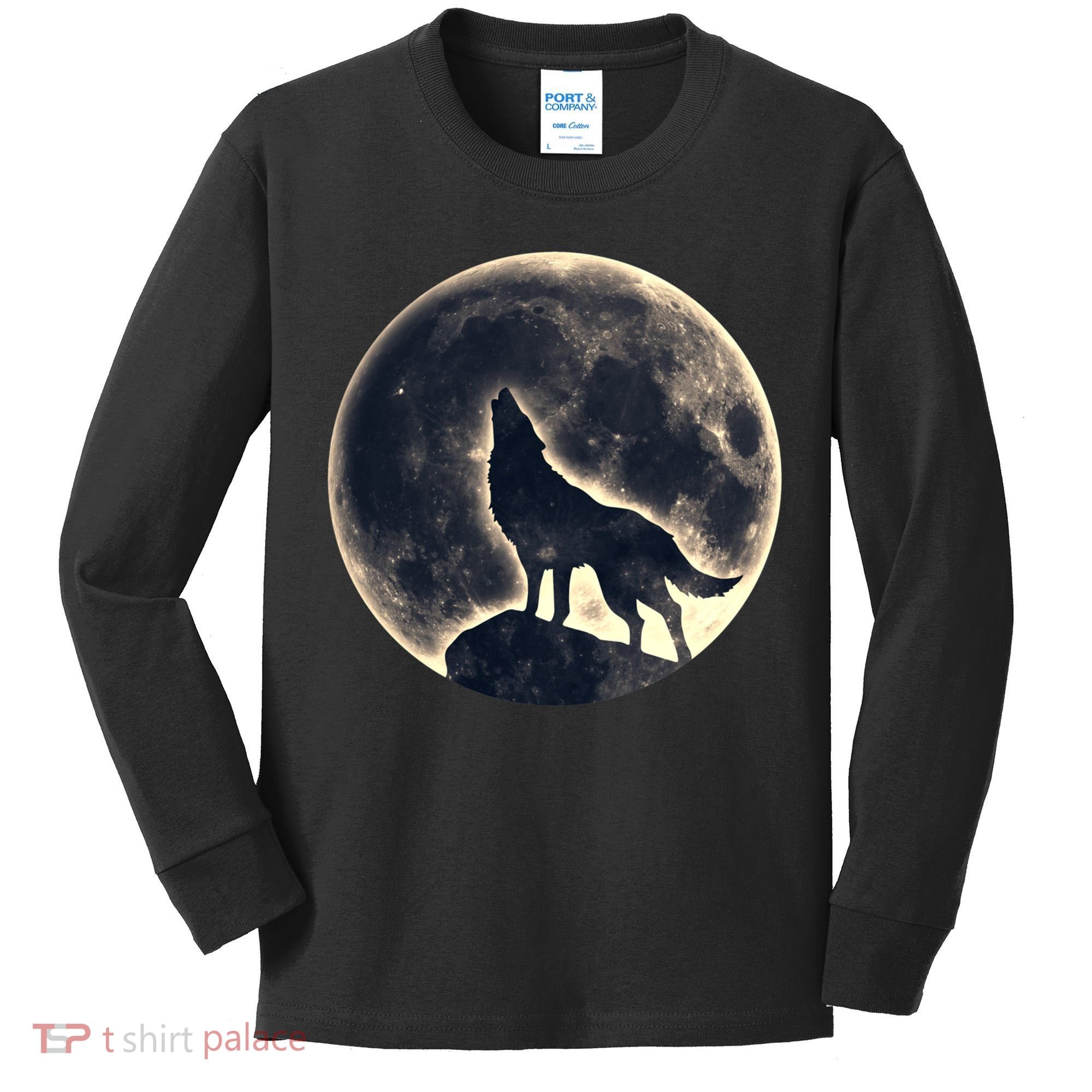 Wolf Moon Fantasy Wild Dog Wolves Kids Long Sleeve Shirt