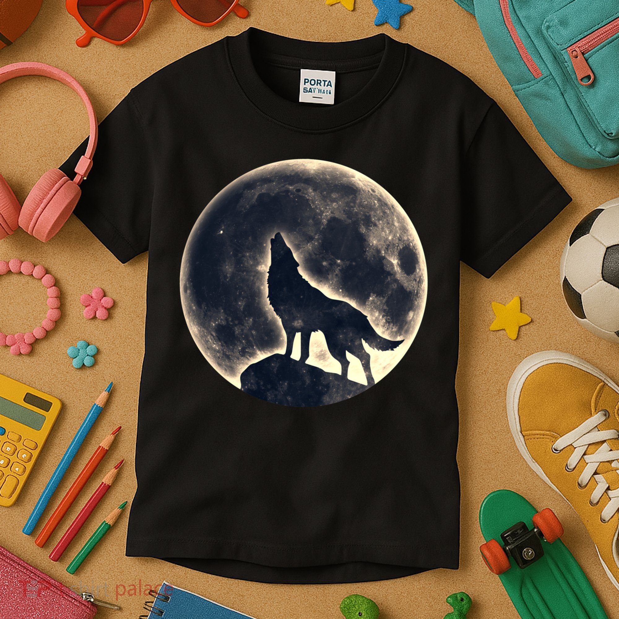 Wolf Moon Fantasy Wild Dog Wolves Kids T-Shirt