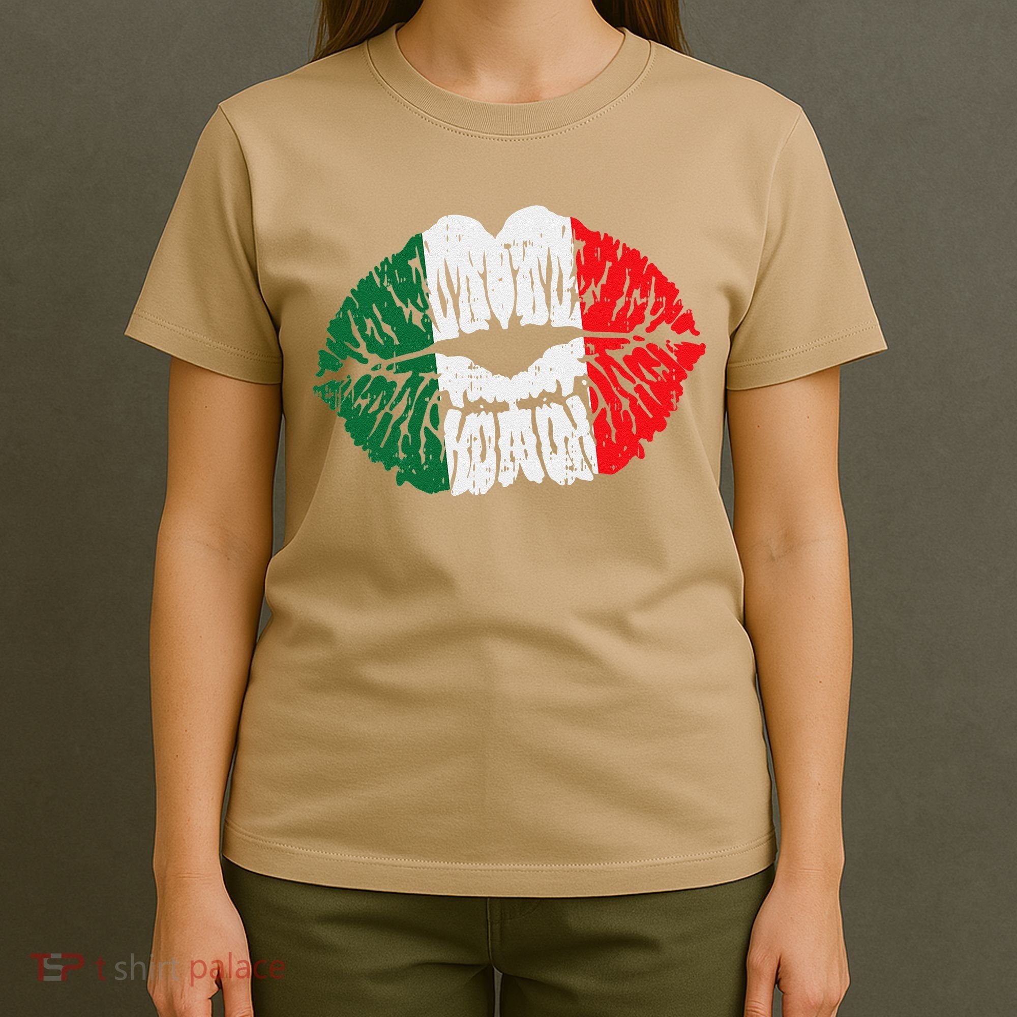 Womens Mexican Flag Lips Kiss Cinco De Mayo Patriotic Women T-Shirt