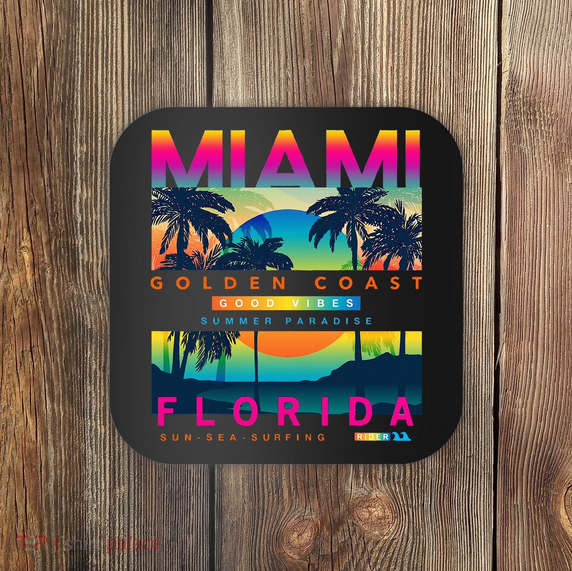 Wear Miami Florida Miami Colorful Sunrise Coaster