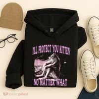 Wolf Meme Funny Ill Protect You Kitten No Matter What Hoodie thumb 4