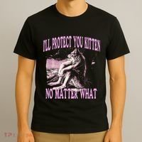 Wolf Meme Funny Ill Protect You Kitten No Matter What T-Shirt thumb 3