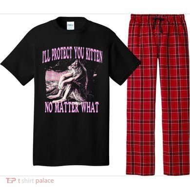 Wolf Meme Funny Ill Protect You Kitten No Matter What Pajama Set