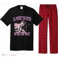 Wolf Meme Funny Ill Protect You Kitten No Matter What Pajama Set thumb 0