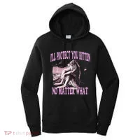 Wolf Meme Funny Ill Protect You Kitten No Matter What Women's Hoodie thumb 0
