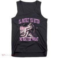 Wolf Meme Funny Ill Protect You Kitten No Matter What Tank Top thumb 0