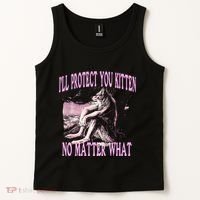 Wolf Meme Funny Ill Protect You Kitten No Matter What Tank Top thumb 2