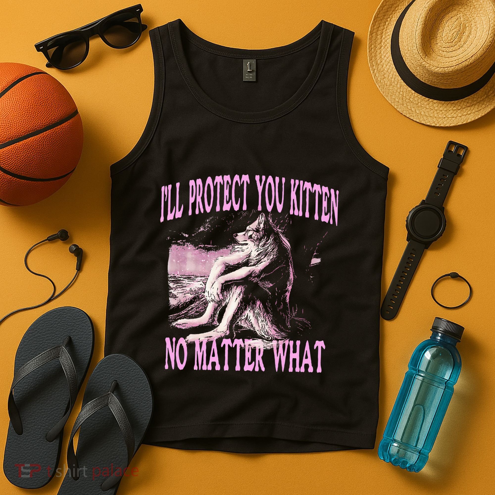 Wolf Meme Funny Ill Protect You Kitten No Matter What Tank Top