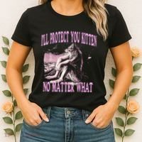Wolf Meme Funny Ill Protect You Kitten No Matter What Women's T-Shirt thumb 2