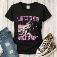 Wolf Meme Funny Ill Protect You Kitten No Matter What Women's T-Shirt thumb 3