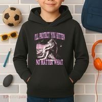 Wolf Meme Funny Ill Protect You Kitten No Matter What Kids Hoodie thumb 2