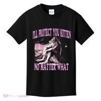 Wolf Meme Funny Ill Protect You Kitten No Matter What Kids T-Shirt thumb 0