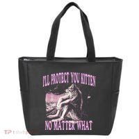 Wolf Meme Funny Ill Protect You Kitten No Matter What Tote Bag thumb 0
