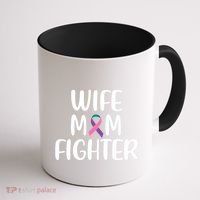 Wife Mom Fighter Thyroid Cancer Awareness Great Gift Coffee Mug thumb 1