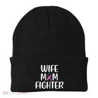 Wife Mom Fighter Thyroid Cancer Awareness Great Gift Beanie thumb 0