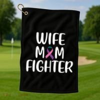 Wife Mom Fighter Thyroid Cancer Awareness Great Gift Golf Towel thumb 1