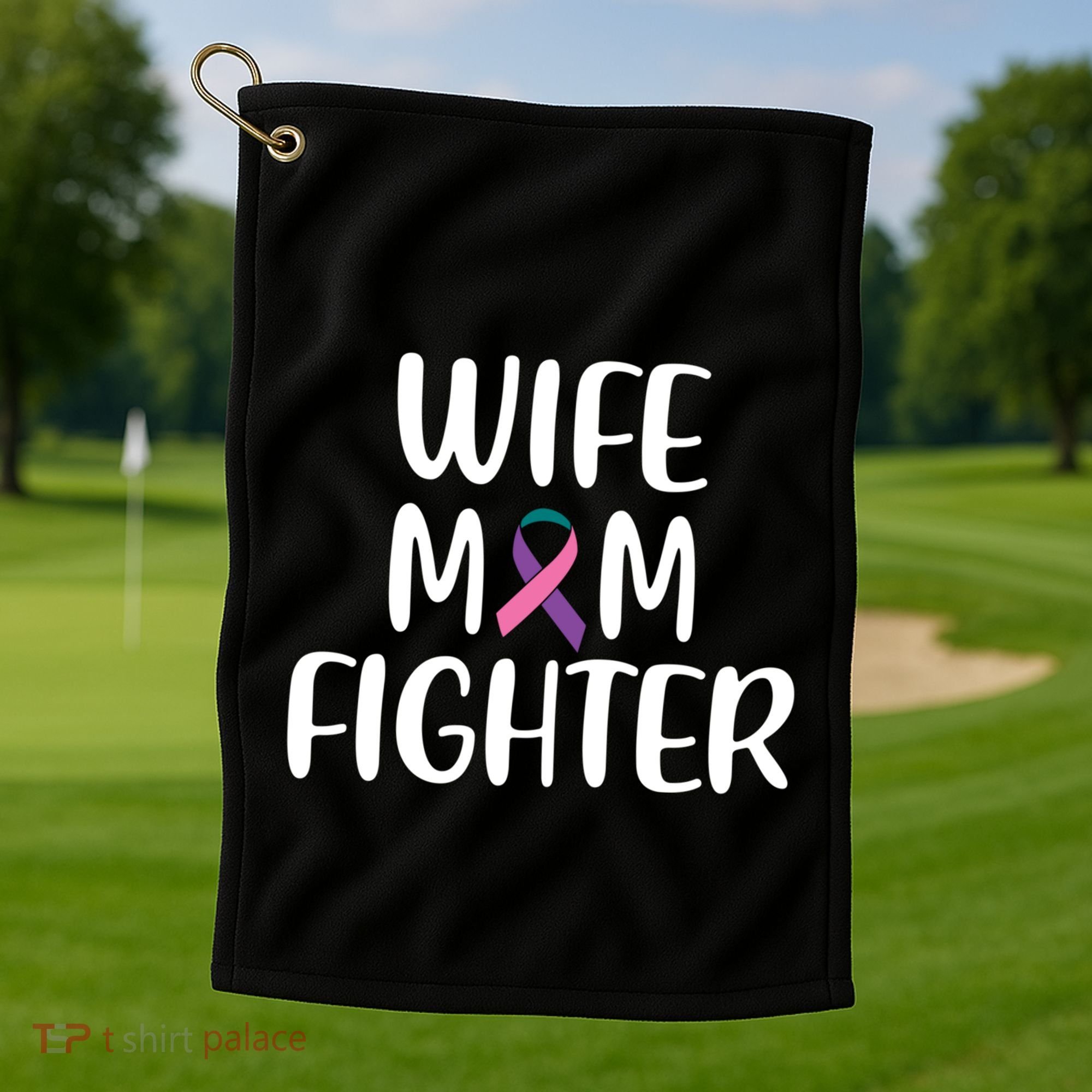 Wife Mom Fighter Thyroid Cancer Awareness Great Gift Golf Towel