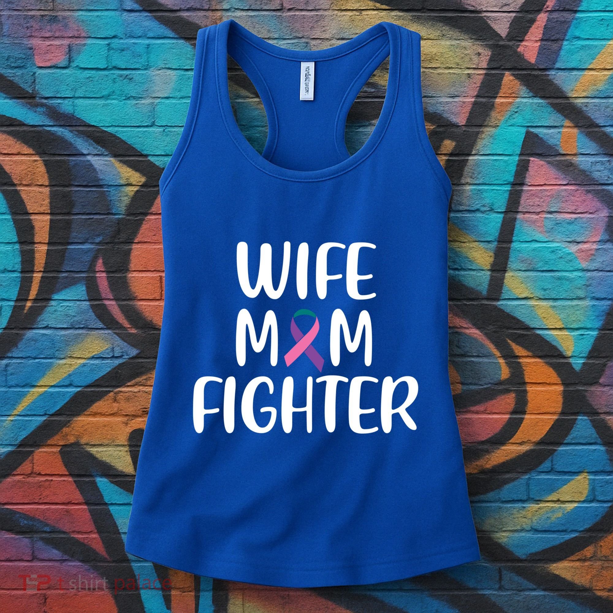Wife Mom Fighter Thyroid Cancer Awareness Great Gift Women's Tank Top