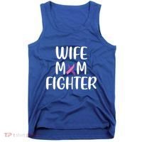 Wife Mom Fighter Thyroid Cancer Awareness Great Gift Tank Top thumb 0