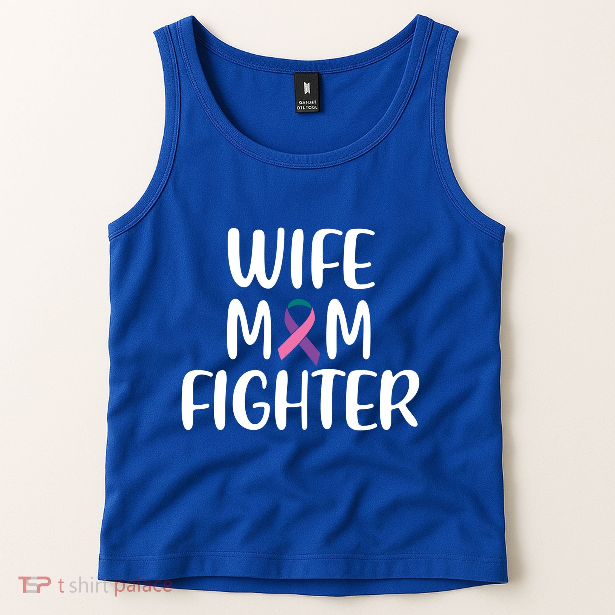 Wife Mom Fighter Thyroid Cancer Awareness Great Gift Tank Top