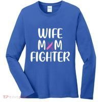 Wife Mom Fighter Thyroid Cancer Awareness Great Gift Women's Long Sleeve Shirt thumb 0