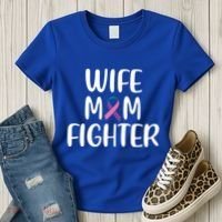 Wife Mom Fighter Thyroid Cancer Awareness Great Gift Women's T-Shirt thumb 3