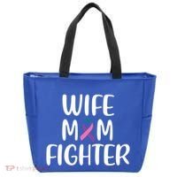 Wife Mom Fighter Thyroid Cancer Awareness Great Gift Tote Bag thumb 0