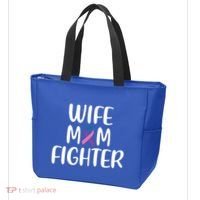 Wife Mom Fighter Thyroid Cancer Awareness Great Gift Tote Bag thumb 3