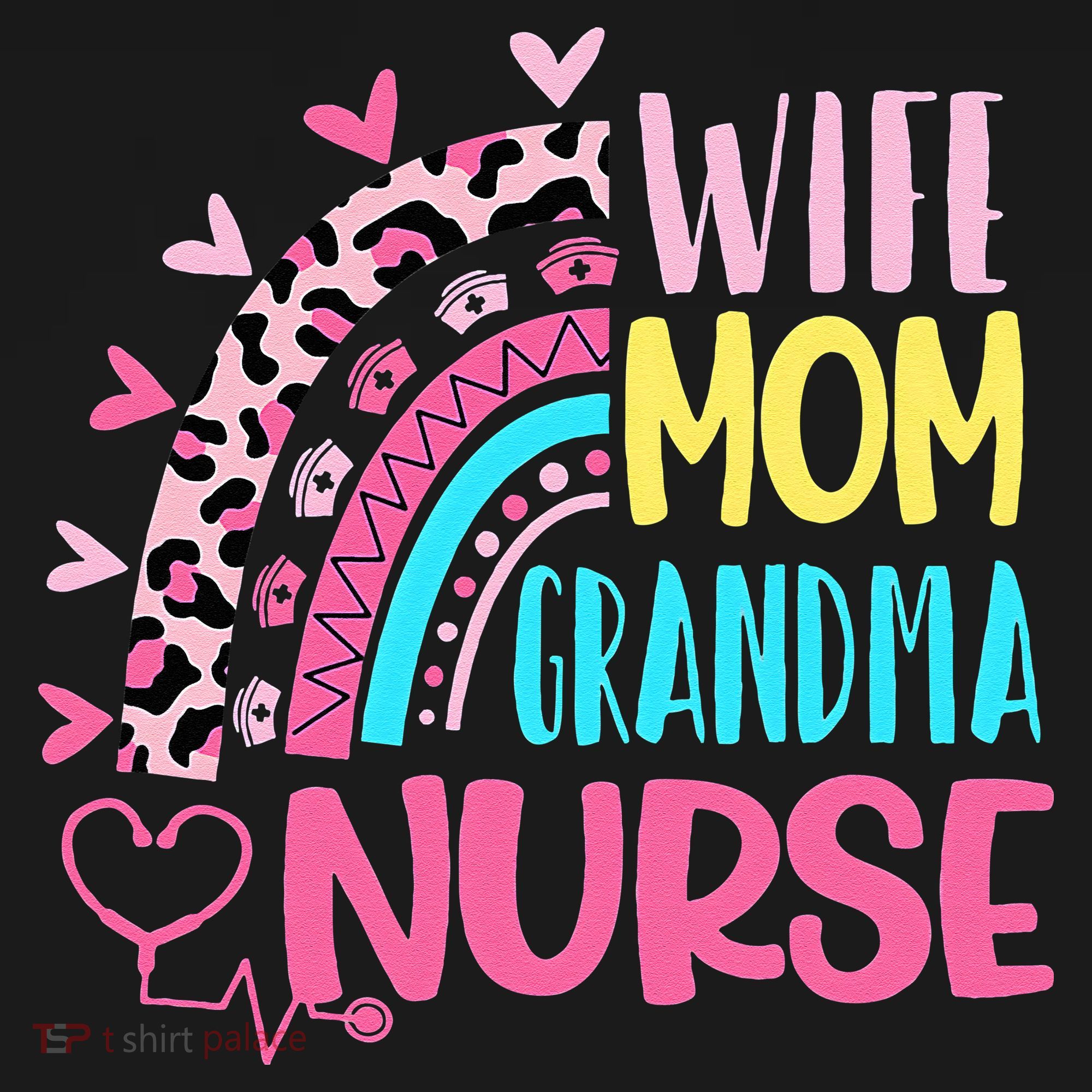 Wife Mom Grandma Nurse Mother Day Nurses Day Leopard Rainbow Women's Hoodie