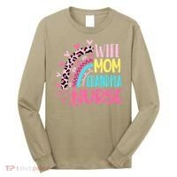 Wife Mom Grandma Nurse Mother Day Nurses Day Leopard Rainbow Long Sleeve Shirt thumb 0