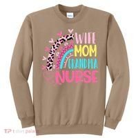 Wife Mom Grandma Nurse Mother Day Nurses Day Leopard Rainbow Sweatshirt thumb 0