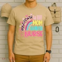 Wife Mom Grandma Nurse Mother Day Nurses Day Leopard Rainbow T-Shirt thumb 6
