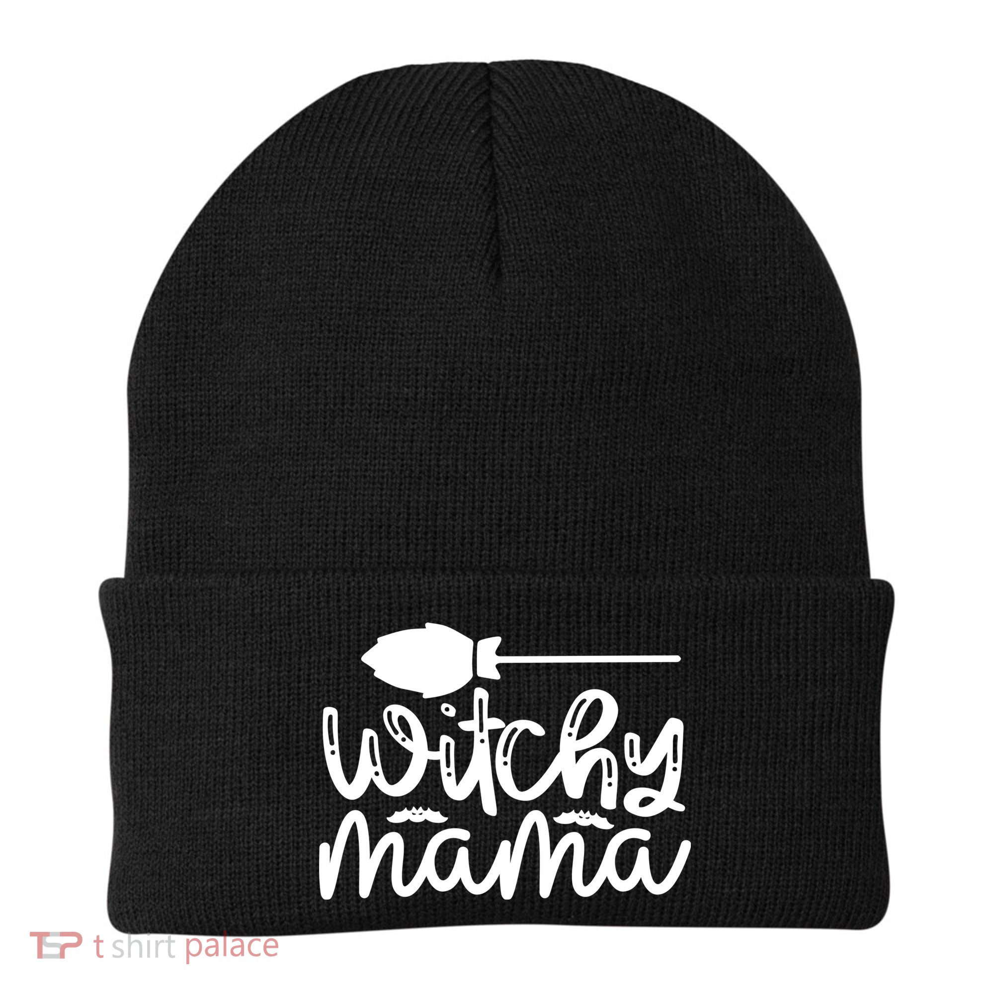 Witchy Mama Halloween Quote Beanie