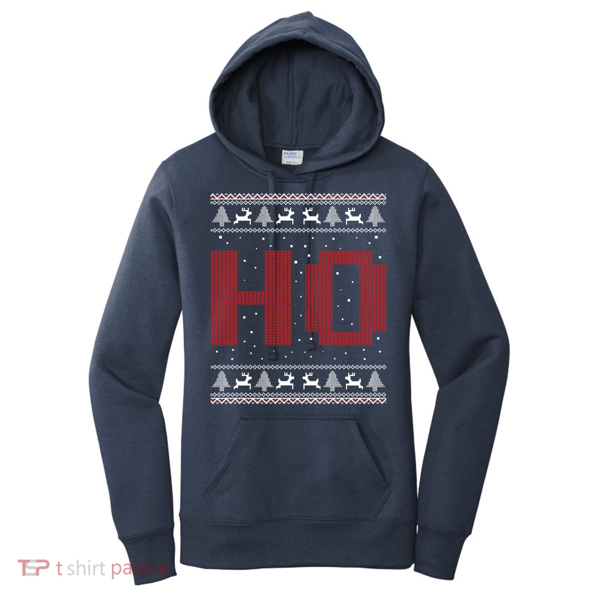 Where My HoS At Ho Matching Couple Santa Ugly Christmas Women's Hoodie