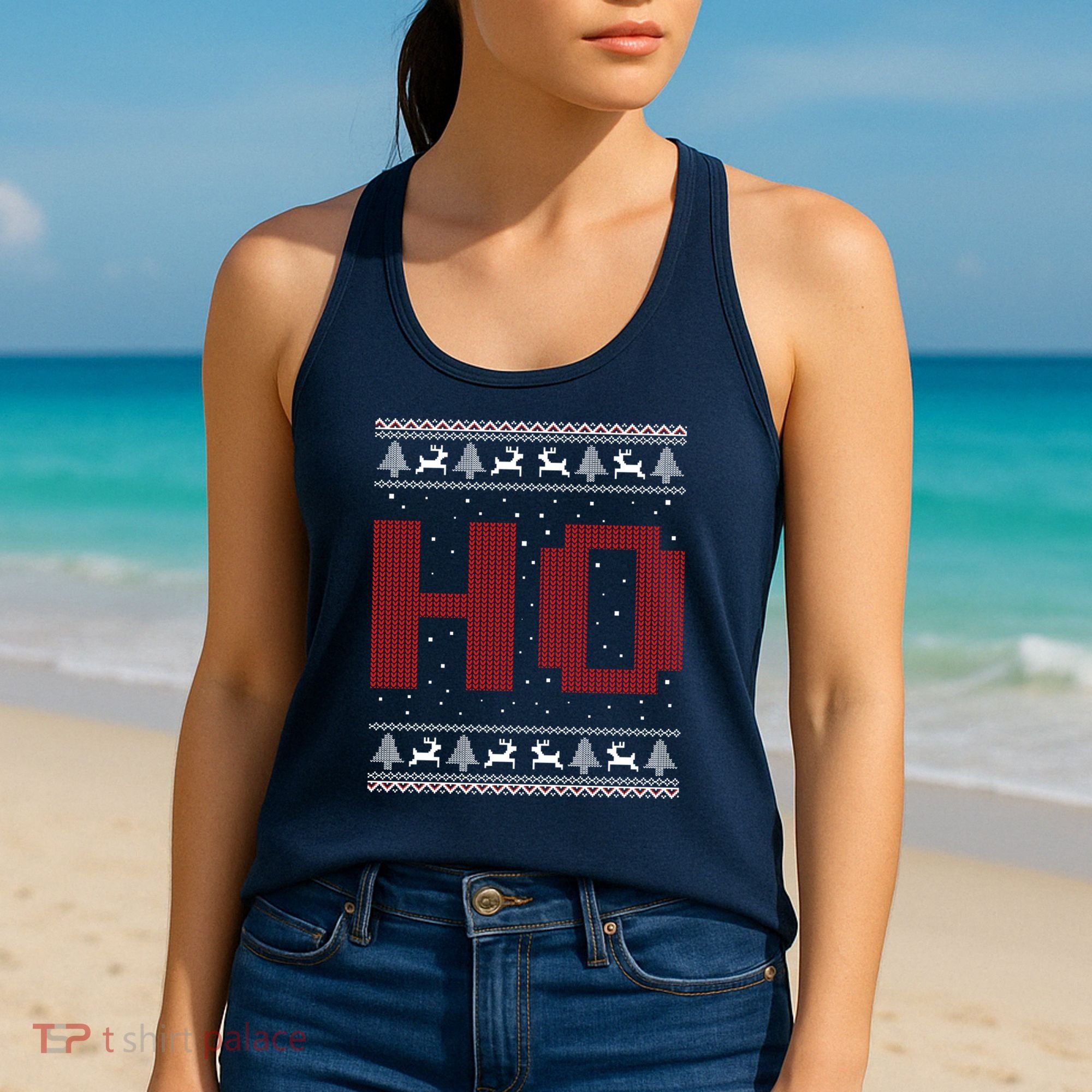 Where My HoS At Ho Matching Couple Santa Ugly Christmas Women's Tank Top