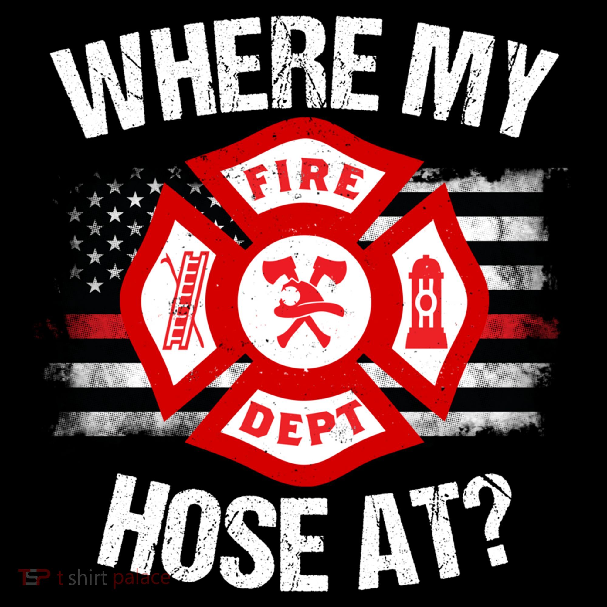 Where My Hose At Firefighter Thin Red Line Flag Fire Gift Ornament