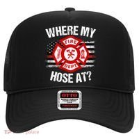 Where My Hose At Firefighter Thin Red Line Flag Fire Gift Hat thumb 0