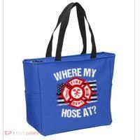 Where My Hose At Firefighter Thin Red Line Flag Fire Gift Tote Bag thumb 2