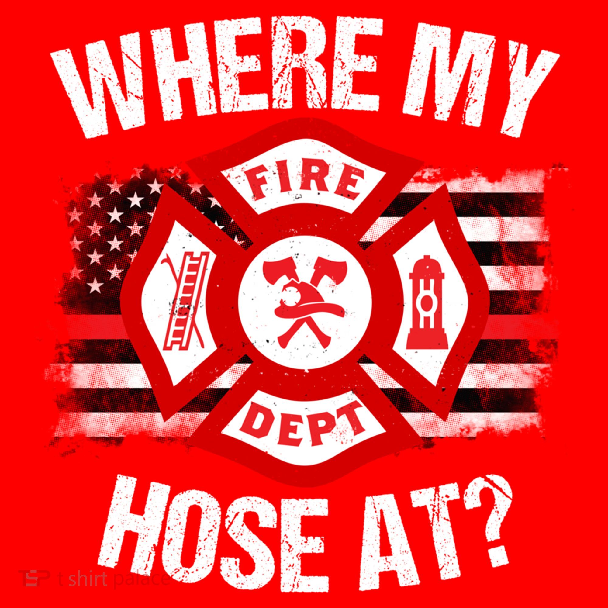 Where My Hose At Firefighter Thin Red Line Flag Fire Gift Santa Hat