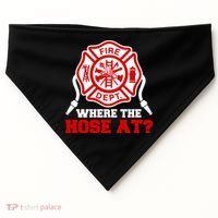 Where My Hose At Funny Firefighter Fire Rescue Cute Gift USA-Made Doggie Bandana thumb 0