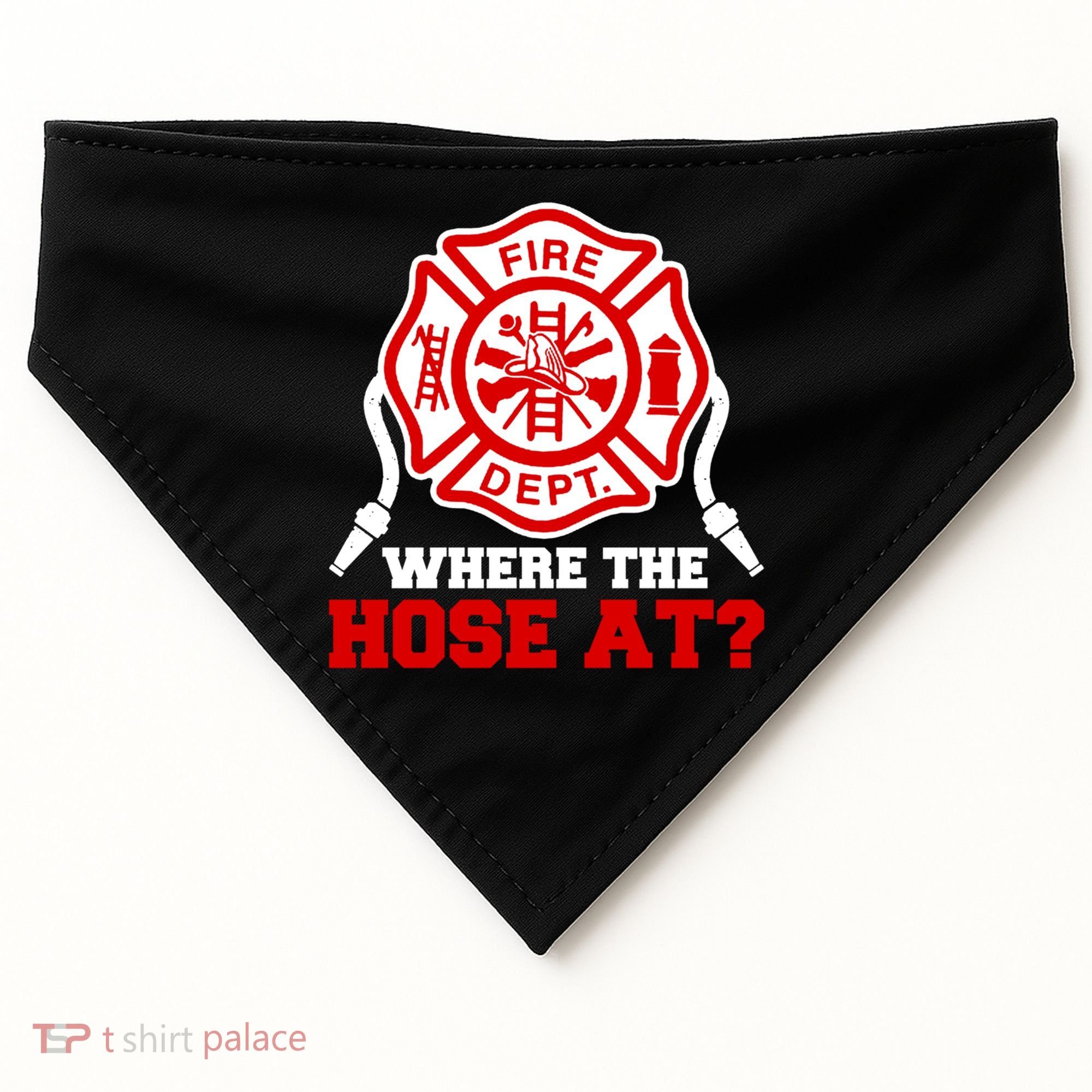 Where My Hose At Funny Firefighter Fire Rescue Cute Gift USA-Made Doggie Bandana