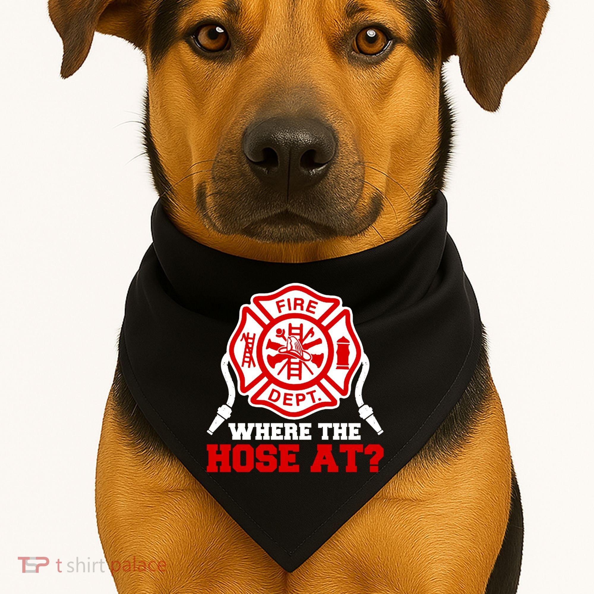 Where My Hose At Funny Firefighter Fire Rescue Cute Gift USA-Made Doggie Bandana