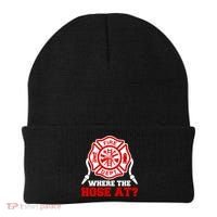 Where My Hose At Funny Firefighter Fire Rescue Cute Gift Beanie thumb 0