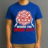 Where My Hose At Funny Firefighter Fire Rescue Cute Gift T-Shirt thumb 3