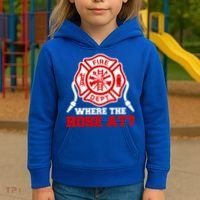 Where My Hose At Funny Firefighter Fire Rescue Cute Gift Kids Hoodie thumb 3